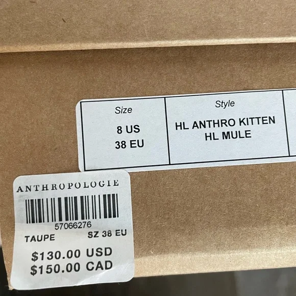 Anthropologie Kitten Mule Taupe Embossed Sz 8 - Picture 4 of 4